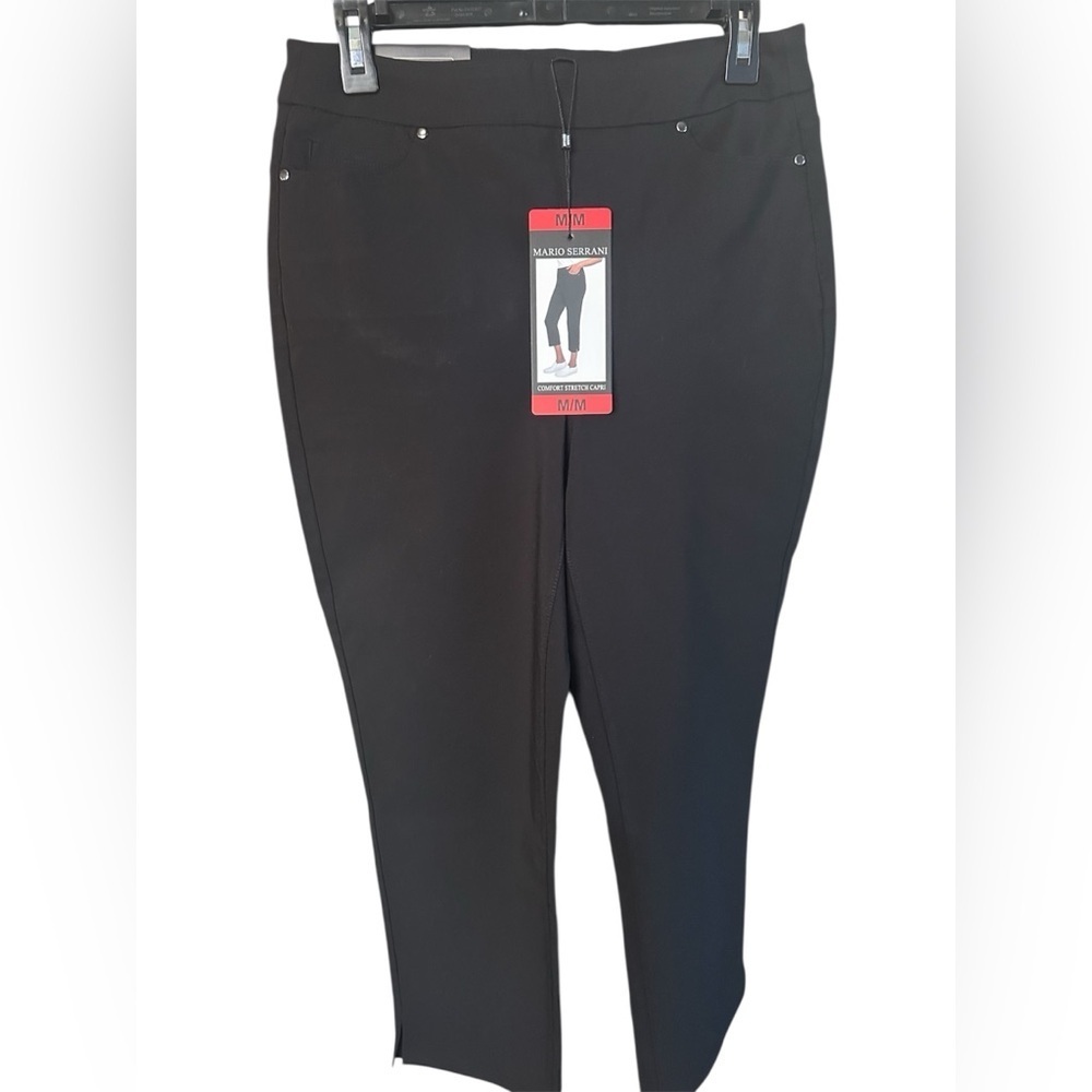 Mario Serrani Black Comfort Stretch Capri Pants Snatched Ponte Size Medium